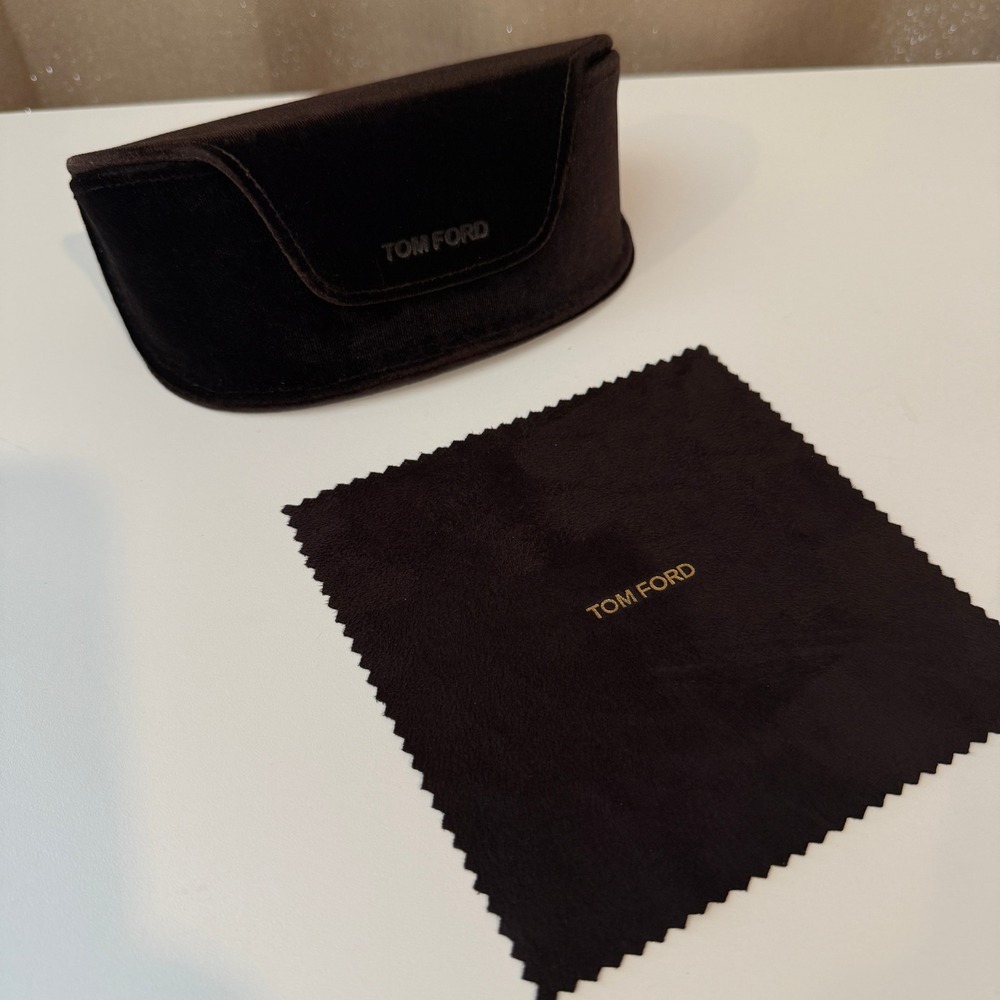 Tom Ford Dark Brown Velvet Sunglasses Case and Cleaning Cloth Set Luxury